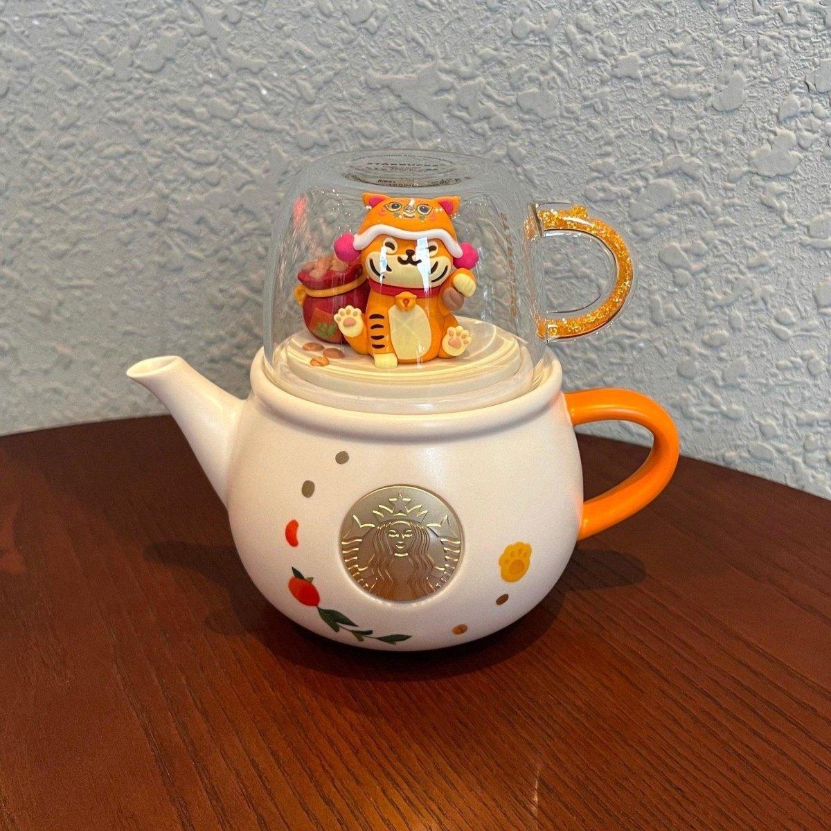 Tiger Teapot and Cup with Glitter Handle (Starbucks China 2022 Chinese  Lunar New Year Collection)